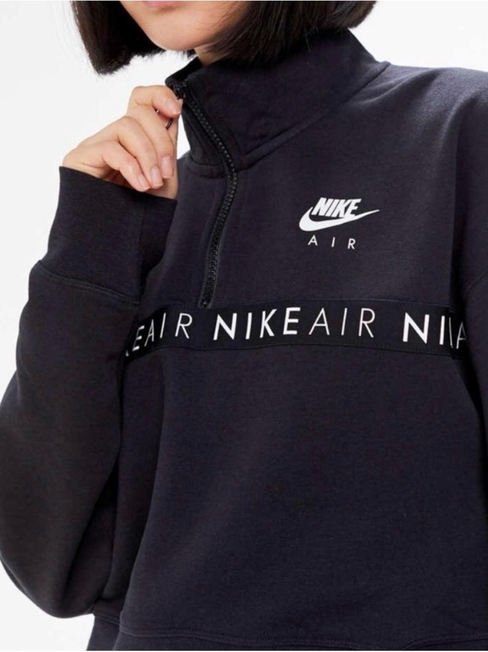 Nike Black Quarter-Zip Pullover with White Logo Trim